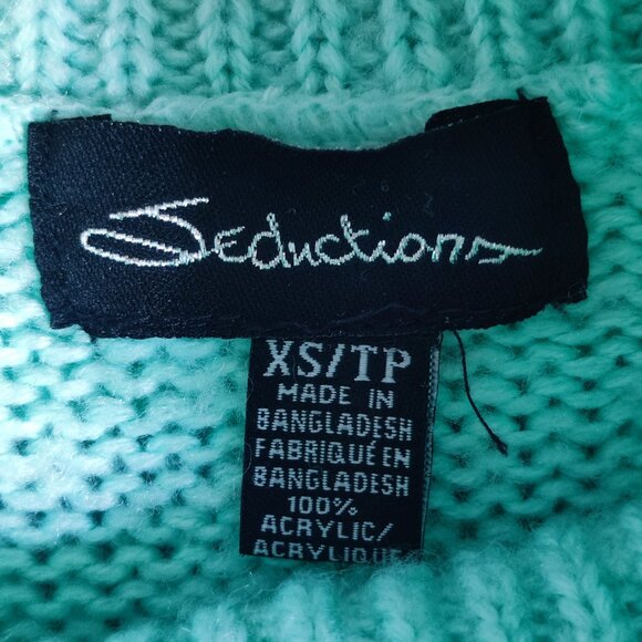Seduction turtle neck knitted long pullover women's size XS mint green colour - Picture 4 of 7
